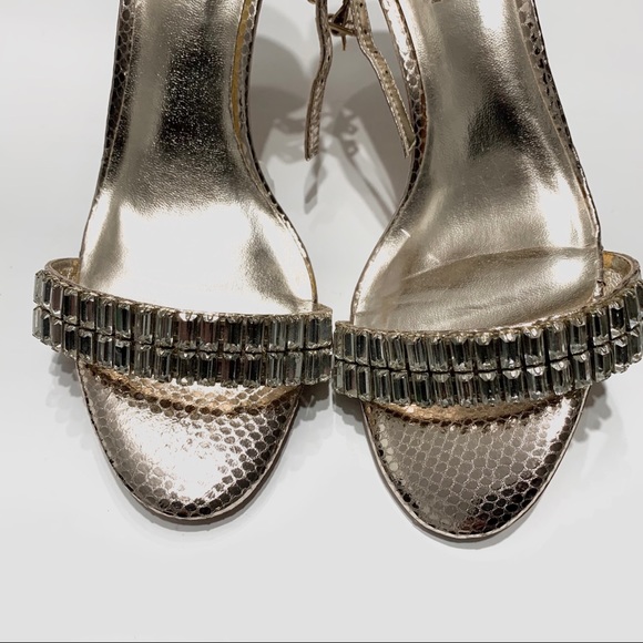 DUNE LONDON GOLDEN BEJEWELED ANKLE STRAP SANDALS - Picture 13 of 16